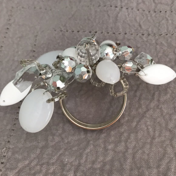 Pier 1 Imports Elegant Beaded Napkin Rings: Set of Six with cake knife. - Picture 2 of 9